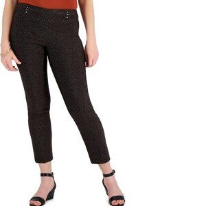 JM Collection Pull On Slim Fit Espresso Print Rivet Pant Size 22W New With Tags